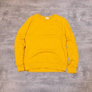 Club Monaco Mustard Yellow Black Ragland Minimalist Crewneck Sweater